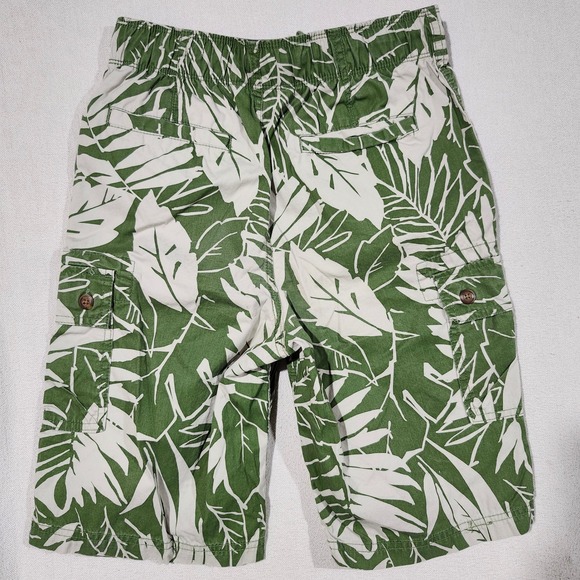 Lands' End Boys Cargo Shorts‎ Size L (14-16) Green White Leaf Print Drawstring - Picture 10 of 12